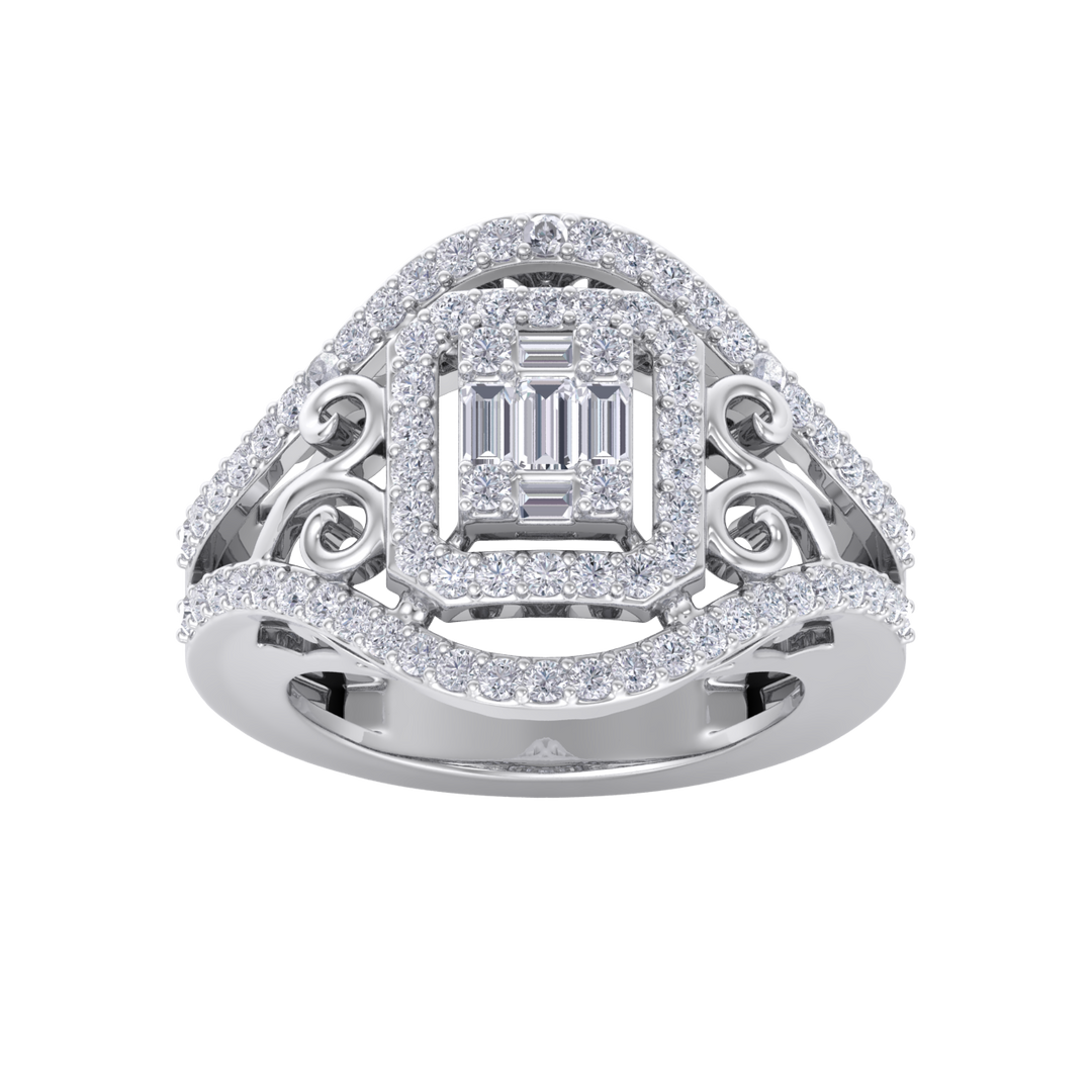 Fashion ring in white gold with white diamonds of 0.96 ct in weight