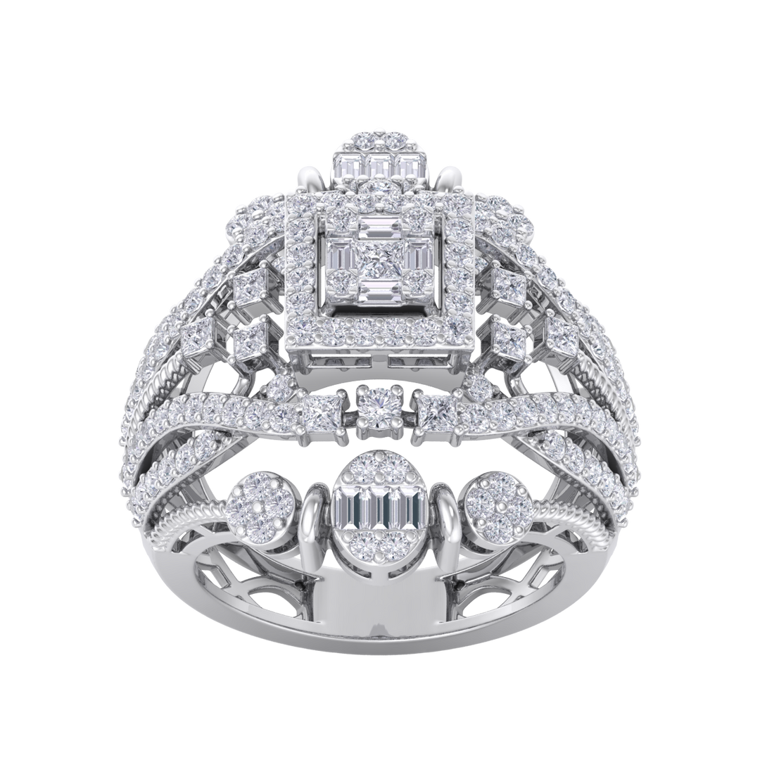Beautiful ring in white gold with white diamonds of 1.64 ct in weight