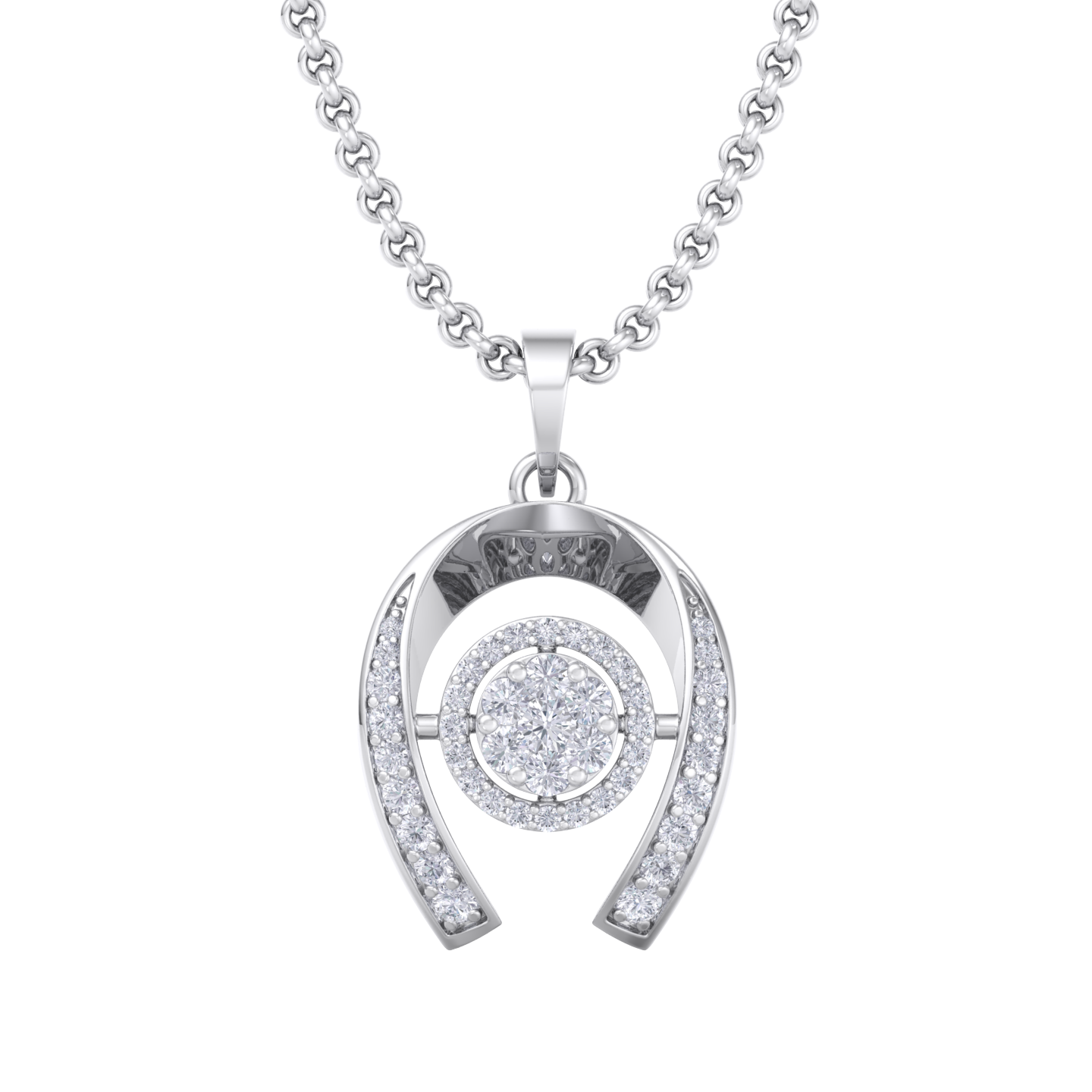 Halo Pendant in white gold with white diamonds of 0.26 ct in weight