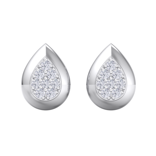 Pear shaped stud earrings in white gold with white diamonds of 0.13 ct in weight
