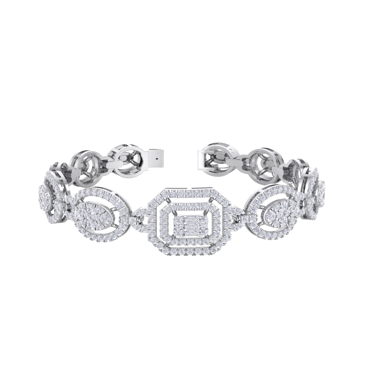 Statement bracelet in white gold with white diamonds of 2.30 ct in weight