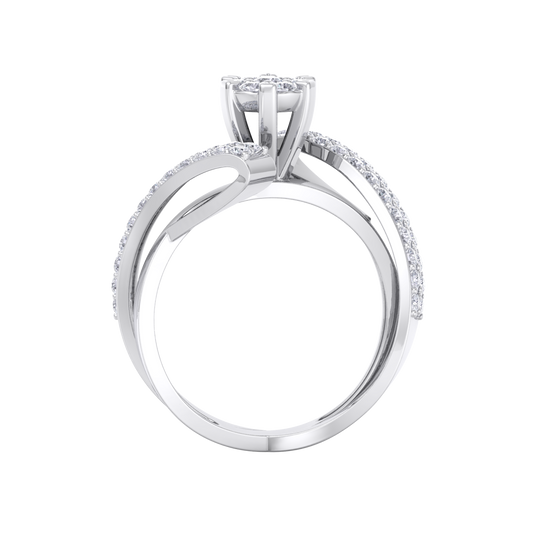 Engagement ring in white gold with white diamonds of 0.74 ct in weight
