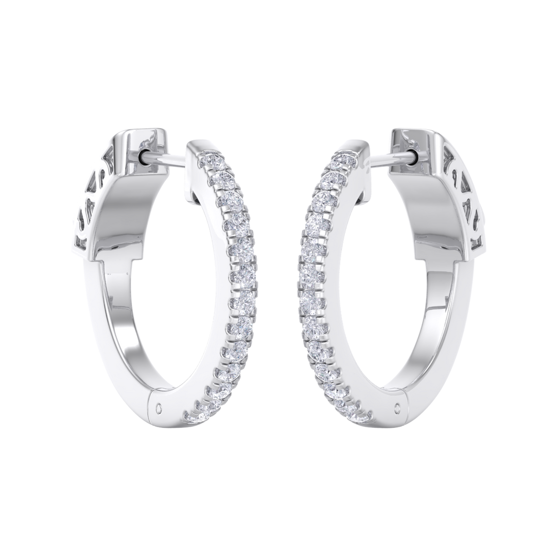 Petite diamond hoop earrings in white gold with white diamonds of 0.34 ct in weight