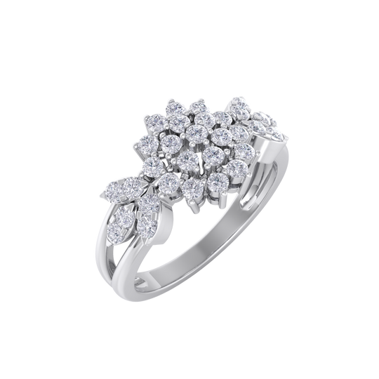 Elegant flower ring in rose gold with white diamonds of 0.60 ct in weight