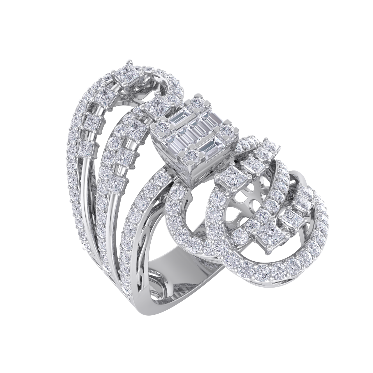 Beautiful ring in white gold with white diamonds of 1.69 ct in weight
