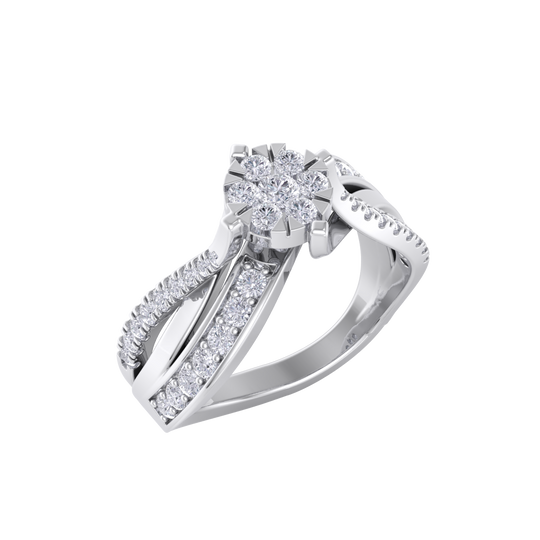 Diamond ring in yellow gold with white diamonds of 0.58 ct in weight