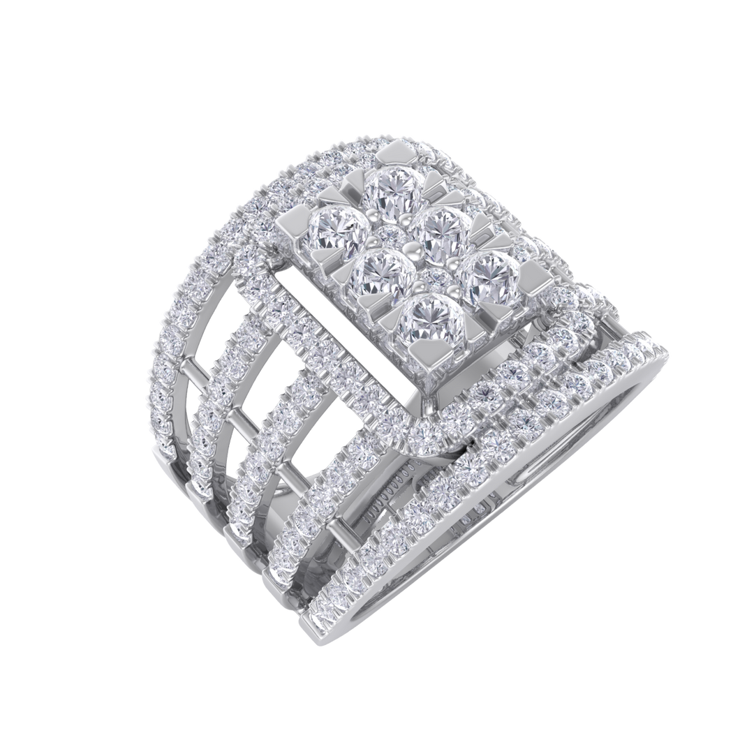 Statement Diamond ring in white gold with white diamonds of 1.52 ct in weight
