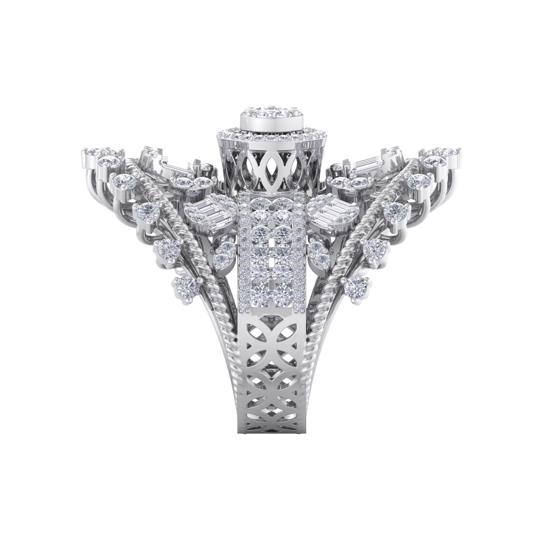 Statement ring in white gold with white diamonds of 2.69 ct in weight