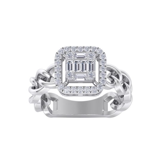 Statement Chain Ring in white gold with white diamonds of 0.41 ct in weight