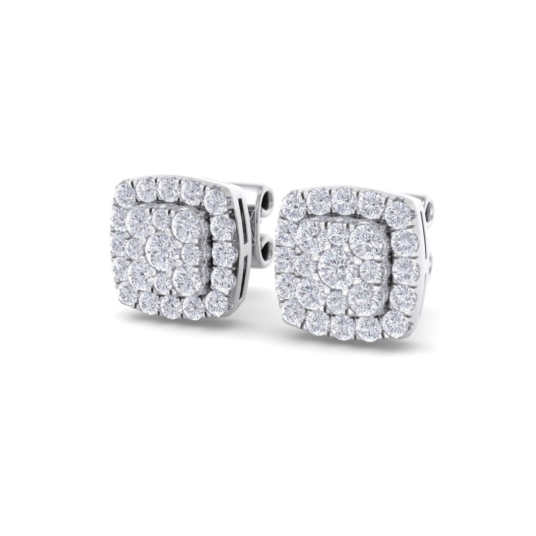 Square stud diamond earrings in white gold with white diamonds of 0.50 ct in weight