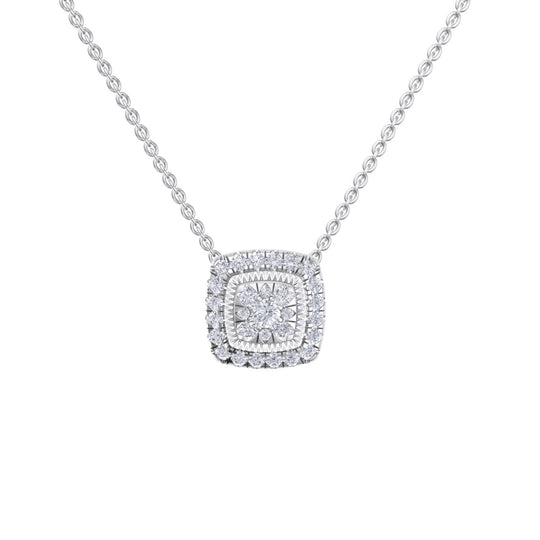 Square pendant necklace in white gold with white diamonds of 0.54 ct in weight