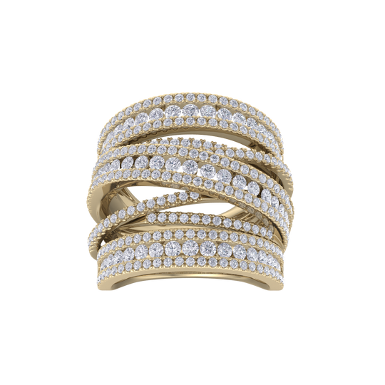 Multi-band diamond ring in rose gold with white diamonds of 2.69 ct in weight