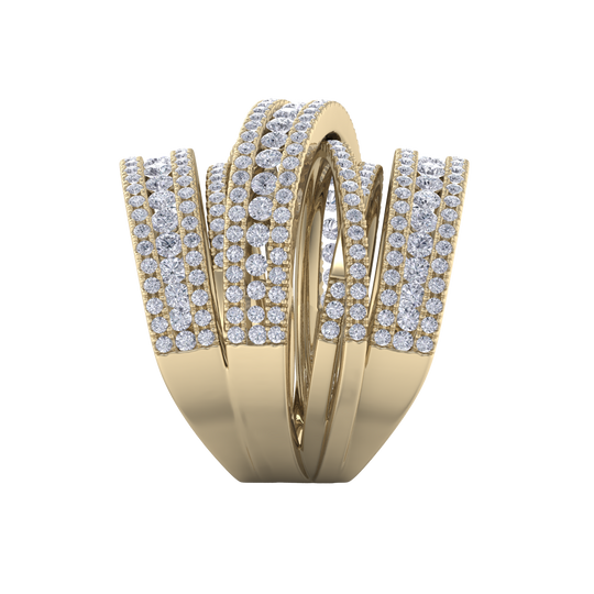 Multi-band diamond ring in rose gold with white diamonds of 2.69 ct in weight