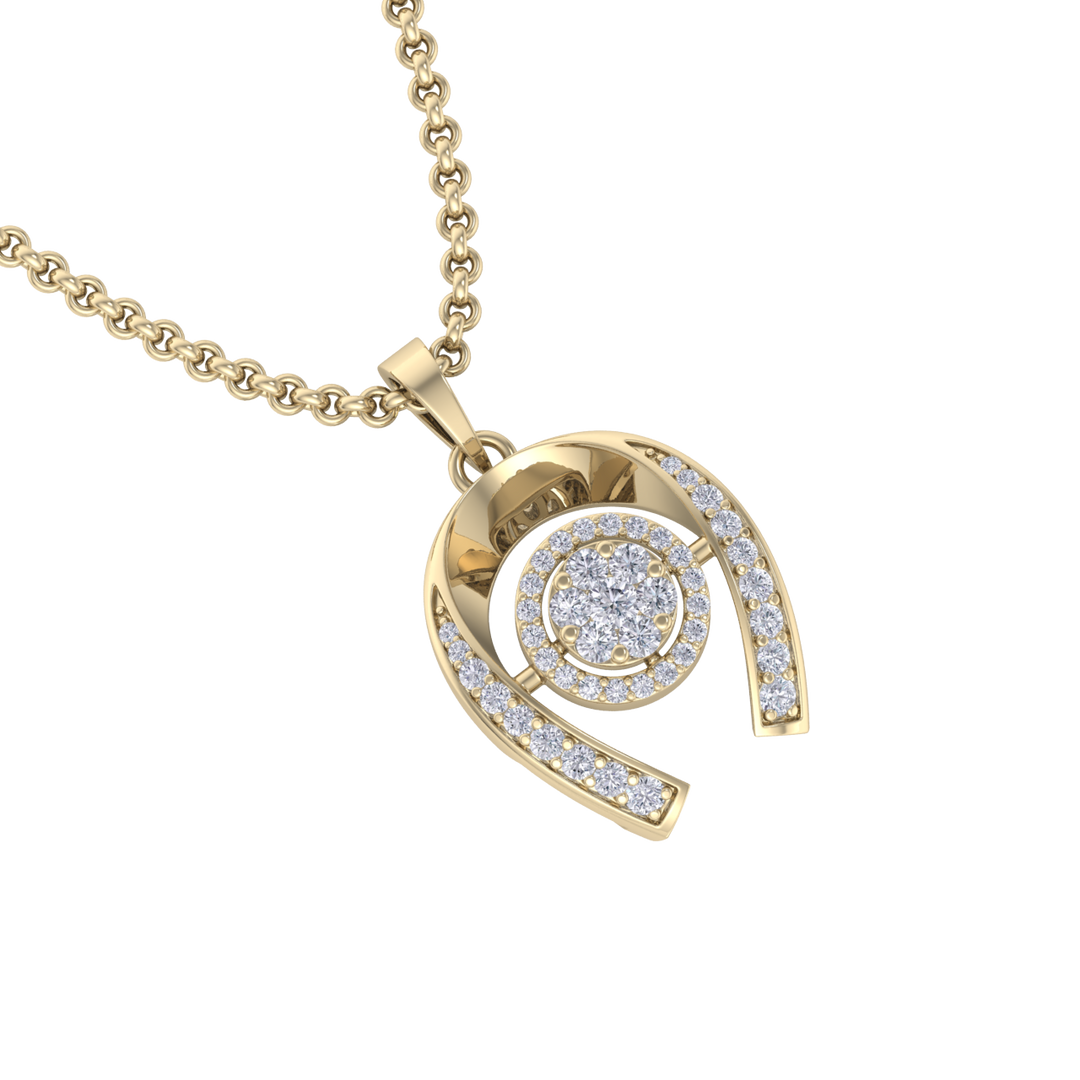 Halo Pendant in yellow gold with white diamonds of 0.26 ct in weight