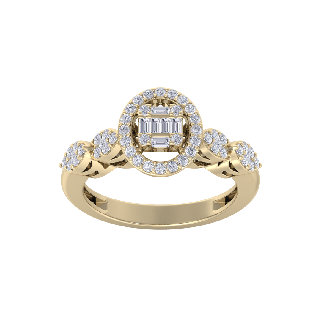Beautiful ring in yellow gold with white diamonds of 0.52 ct in weight