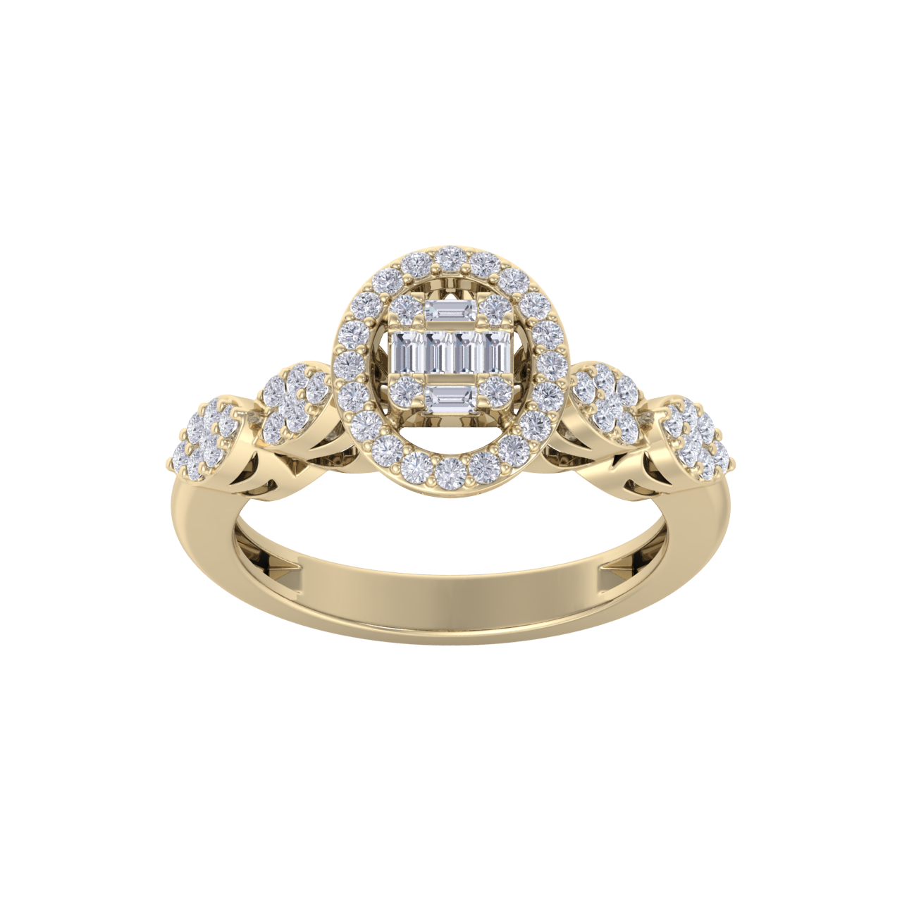 Beautiful ring in yellow gold with white diamonds of 0.52 ct in weight