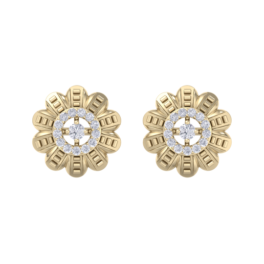 Stud earrings in yellow gold with white diamonds of 0.29 ct in weight