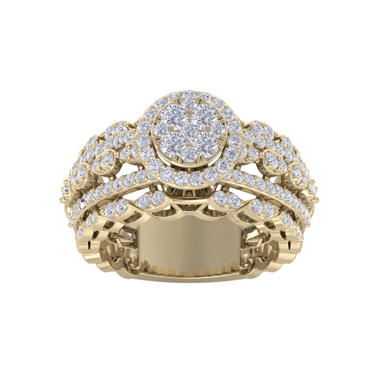 Beautiful Diamond ring in yellow gold with white diamonds of 1.33 ct in weight
