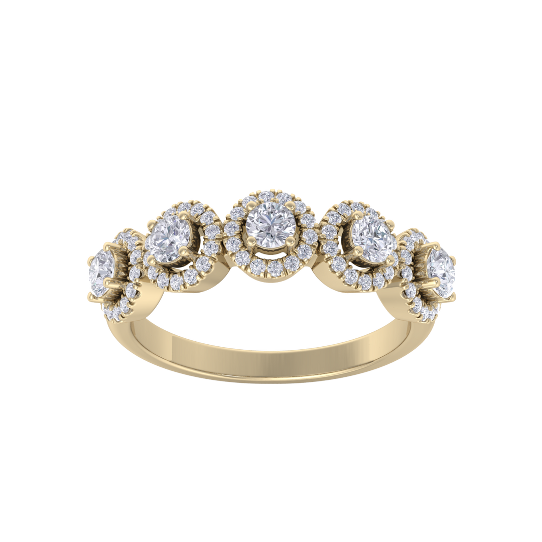 Diamond ring in yellow gold with white diamonds of 0.78 ct in weight
