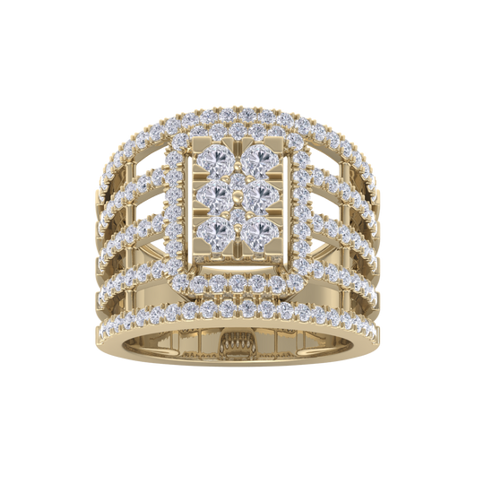 Statement Diamond ring in yellow gold with white diamonds of 1.52 ct in weight
