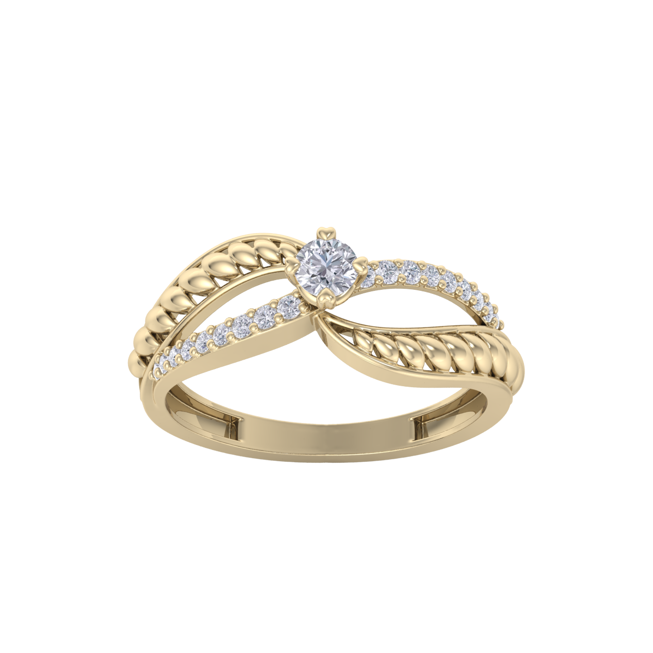 Diamond ring in yellow gold with white diamonds of 0.22 ct in weight