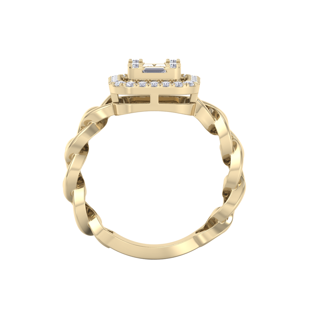 Statement Chain Ring in yellow gold with white diamonds of 0.41 ct in weight