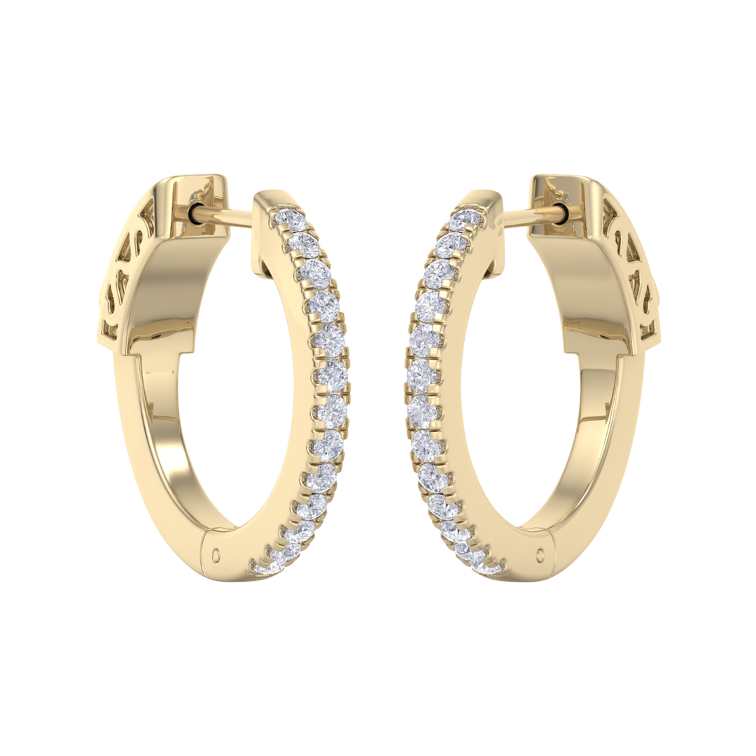 Petite diamond hoop earrings in yellow gold with white diamonds of 0.34 ct in weight