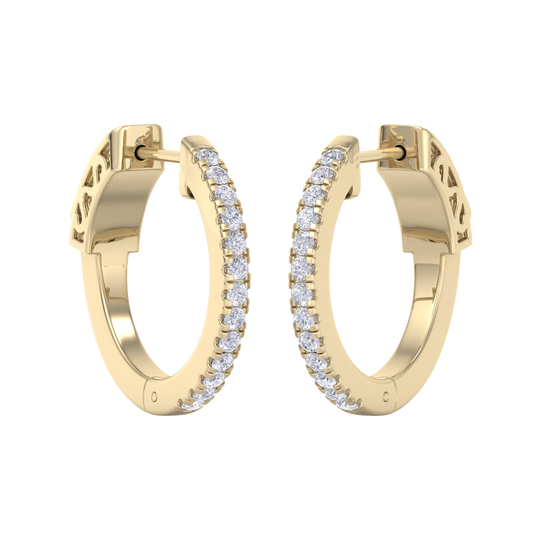 Petite diamond hoop earrings in yellow gold with white diamonds of 0.34 ct in weight