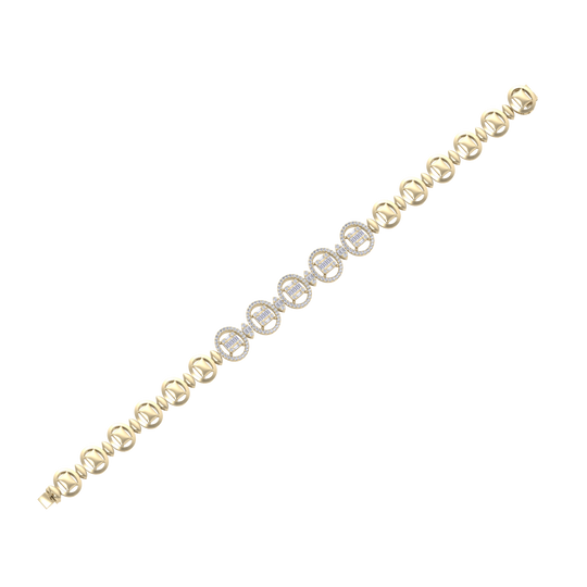 Statement bracelet in yellow gold with white diamonds of 1.22 ct in weight