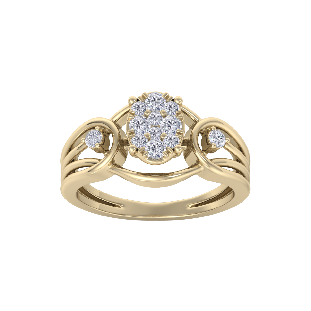 Beautiful ring in yellow gold with white diamonds of 0.36 ct in weight