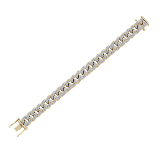 Two rows diamond curb chain link bracelet in white gold with white diamonds of 5.19 ct in weight
