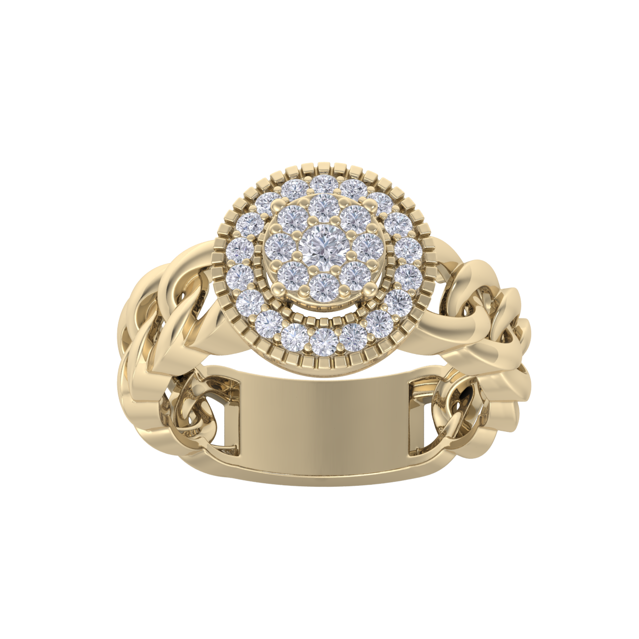 Beautiful ring in yellow gold with white diamonds of 0.41 ct in weight