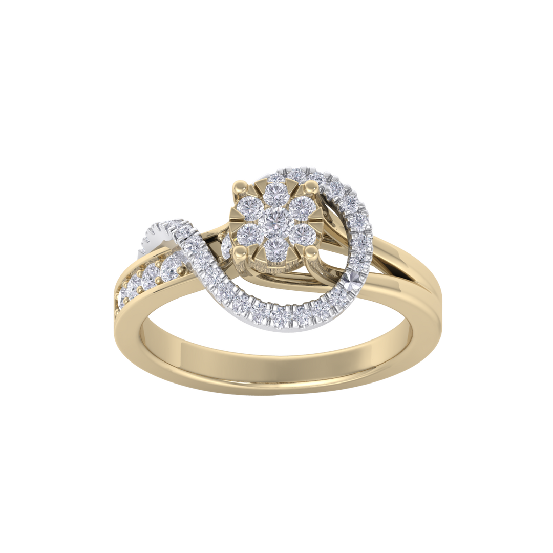 Diamond ring in yellow gold with white diamonds of 0.43 ct in weight