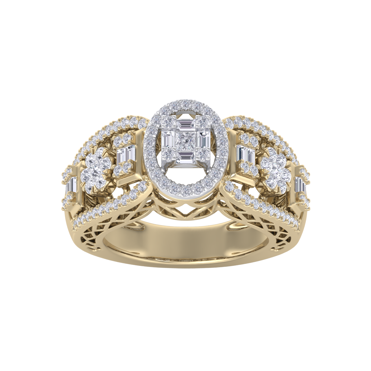Diamond ring in yellow gold with white diamonds of 0.99 ct in weight
