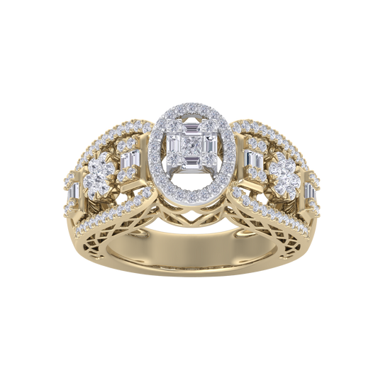 Diamond ring in yellow gold with white diamonds of 0.99 ct in weight
