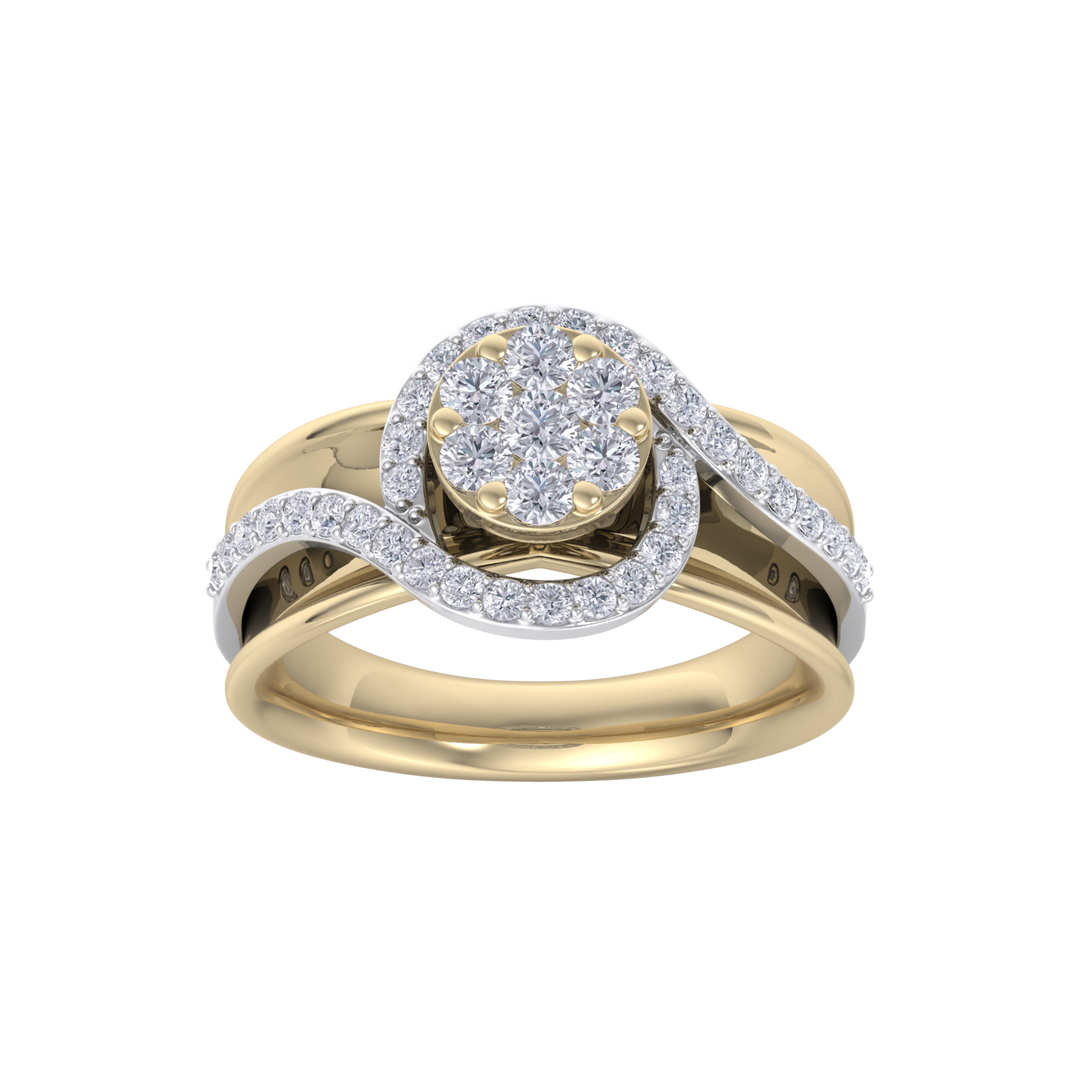 Solitaire ring in yellow gold with white diamonds of 0.50 ct in weight