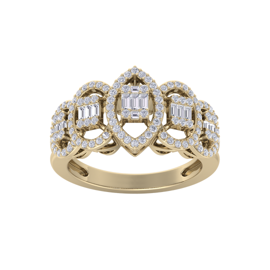 Beautiful ring in yellow gold with white diamonds of 0.63 ct in weight