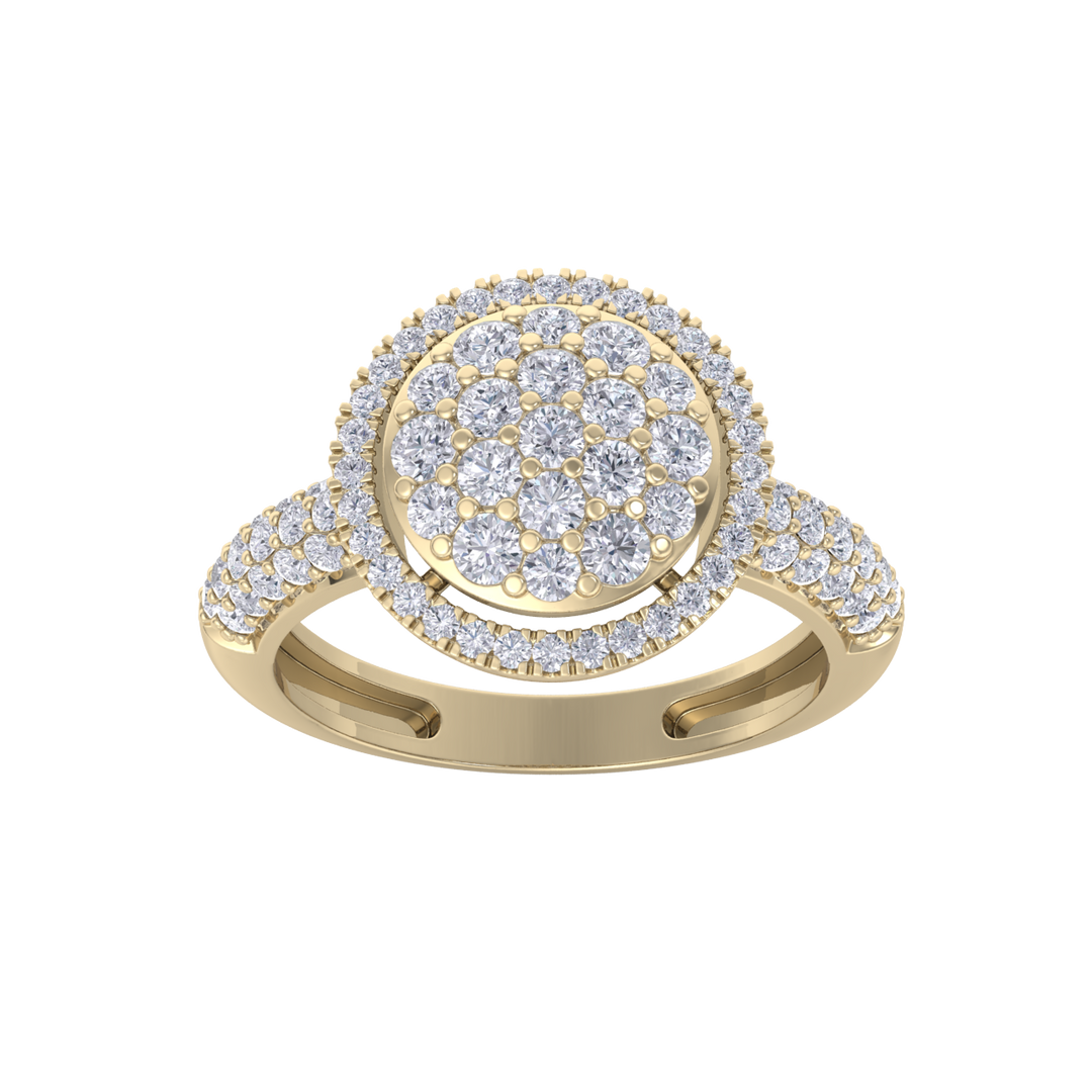Beautiful ring in yellow gold with white diamonds of 1.09 ct in weight