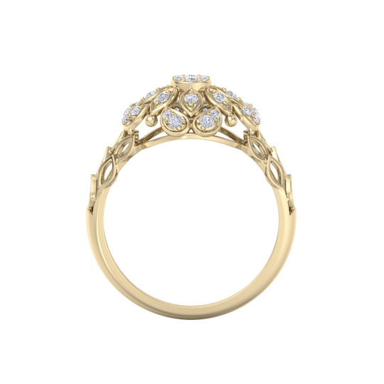 Diamond ring in yellow gold with white diamonds of 0.26 ct in weight