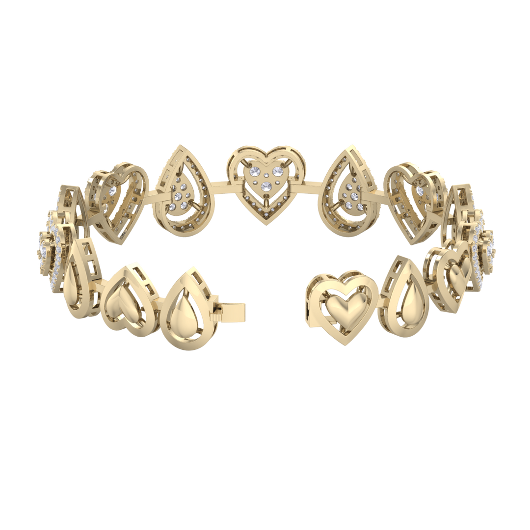 Heart bracelet in rose gold with white diamonds of 3.12 ct in weight
