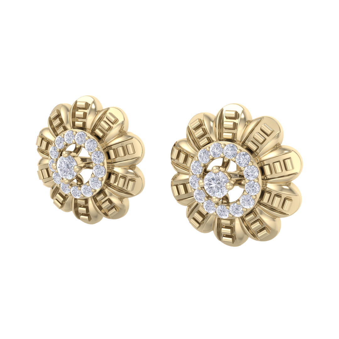 Stud earrings in yellow gold with white diamonds of 0.29 ct in weight