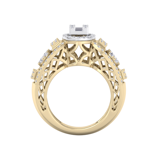 Diamond ring in yellow gold with white diamonds of 0.99 ct in weight
