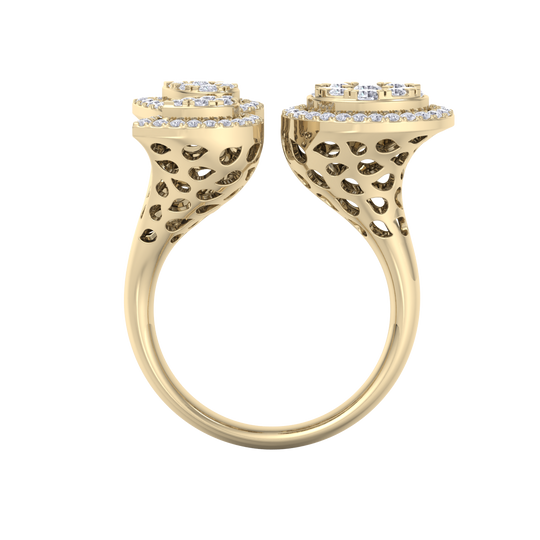 Statement ring in yellow gold with white diamonds of 0.73 ct in weight