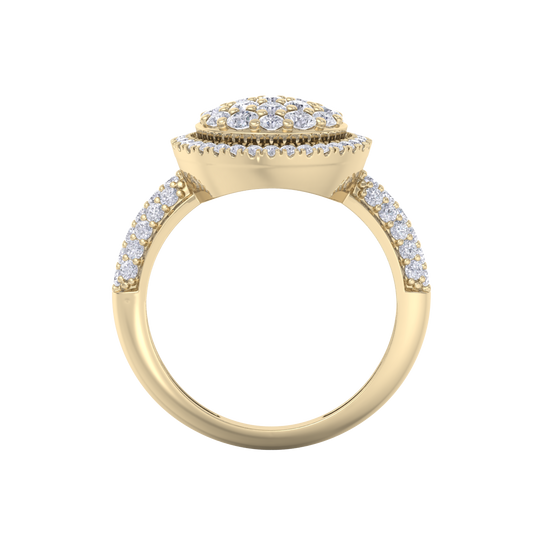 Beautiful ring in yellow gold with white diamonds of 1.09 ct in weight