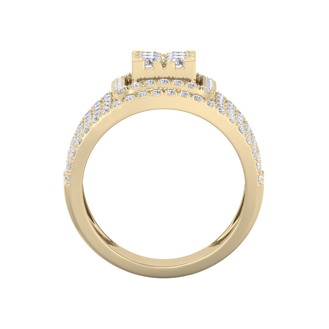Statement Diamond ring in yellow gold with white diamonds of 1.52 ct in weight
