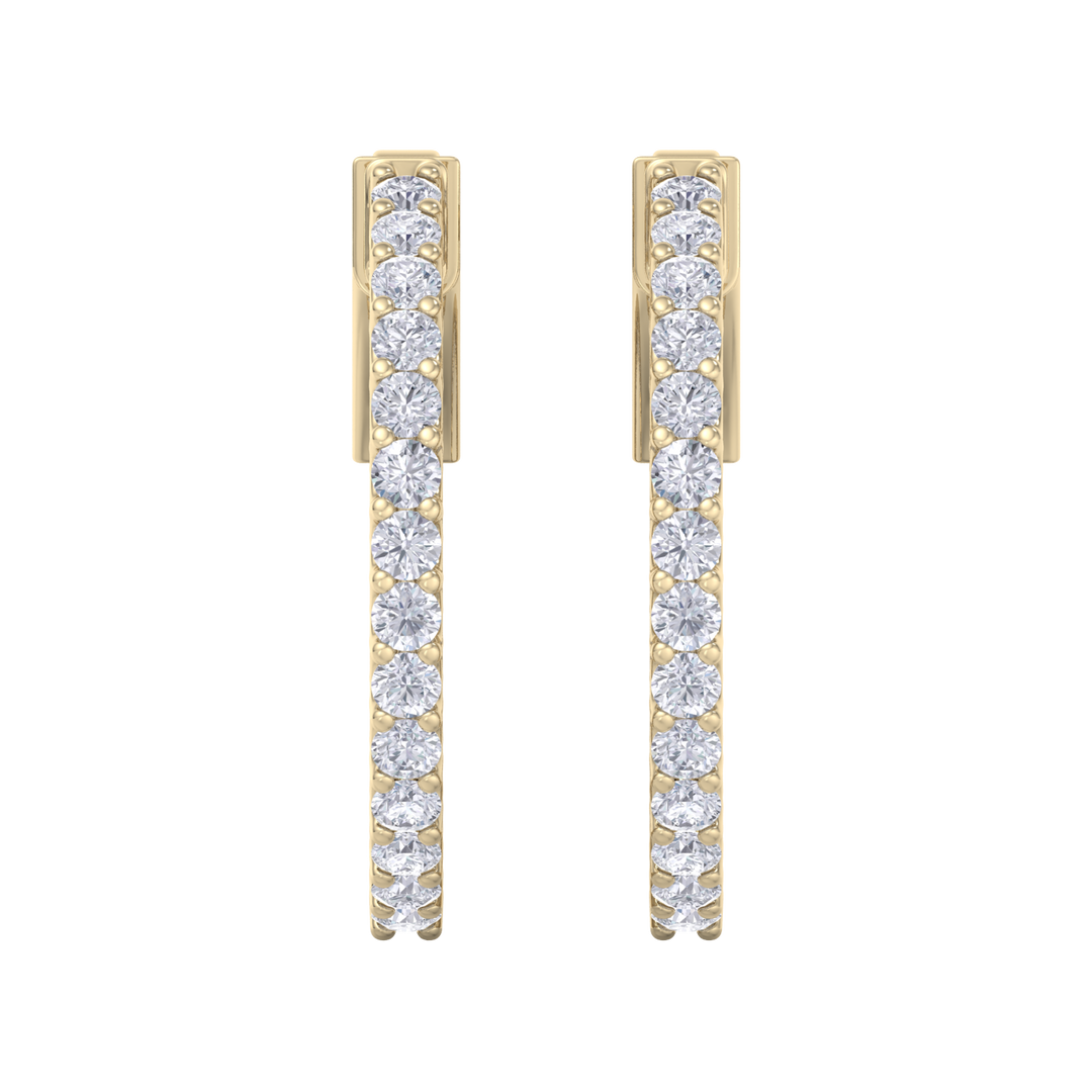 Diamond eternity hoop earrings in yellow gold with white diamonds of 0.98 ct in weight 