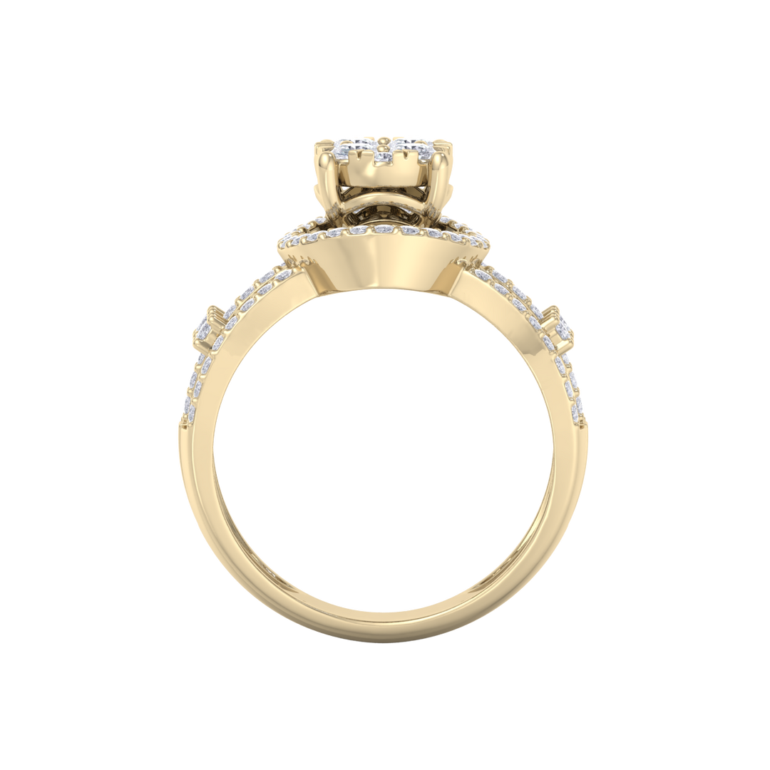 Fashion ring in yellow gold with white diamonds of 0.75 ct in weight