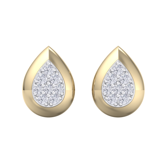 Pear shaped stud earrings in rose gold with white diamonds of 0.13 ct in weight