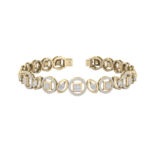 Statement bracelet in yellow gold with white diamonds of 1.10 ct in weight