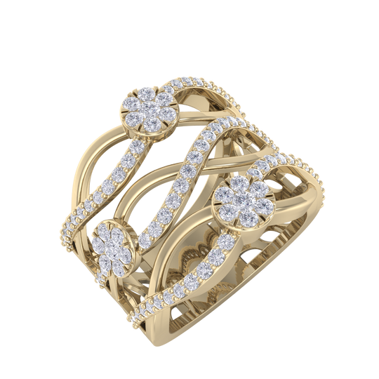 Diamond ring in yellow gold with white diamonds of 0.82 ct in weight